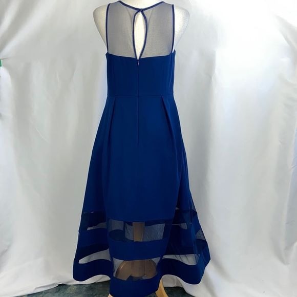 That Look Navy Midi Dress w/ Sheer Panels