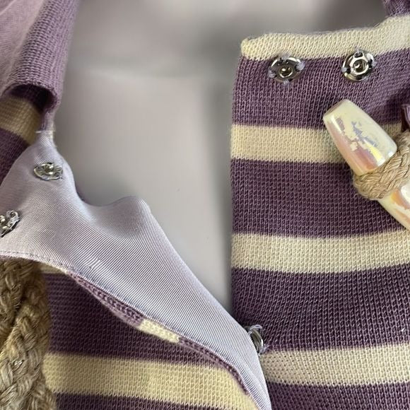 Moschino Purple and Cream Striped With Rope Cardigan