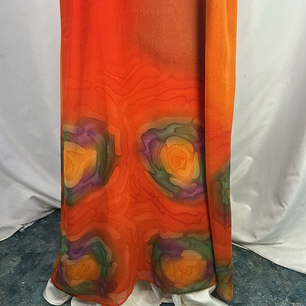 Orange Print Vintage Maxi Dress
