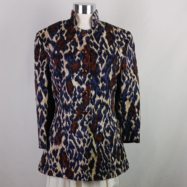 Louis Feraud Multicolor Animal Print High Neck Jacket
