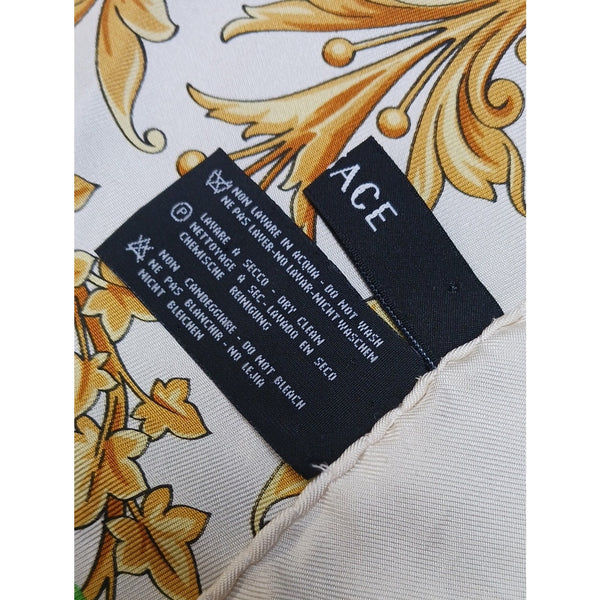 VERSACE VINTAGE GOLD  Green Leaves Print Scarf