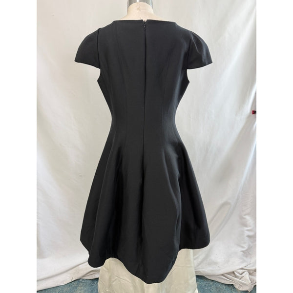 HALSTON Black Cap Sleeve Tulip Dress