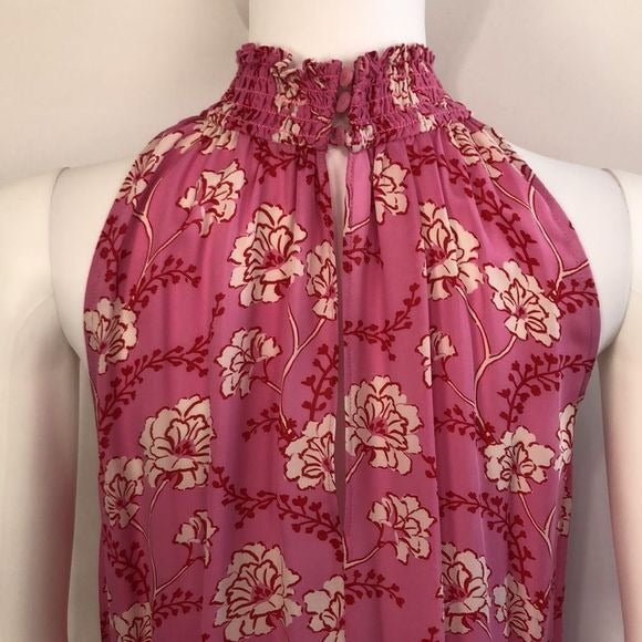 ALC NWT Pink Floral Hi-Neck Peasant Dress
