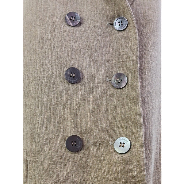 SALVATORE FERRAGAMO VINTAGE Linen Short Sleeve Jkt/Skirt Suit
