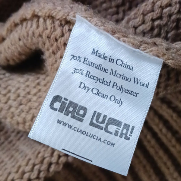 Ciao Lucia Tan and Black Striped Sweater Dress