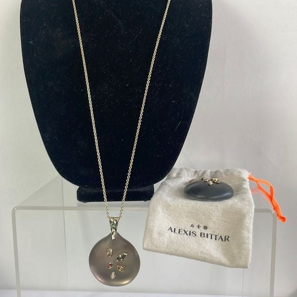 Alexis Bittar 2 Lucite And Crystal Disks With Chain Necklace