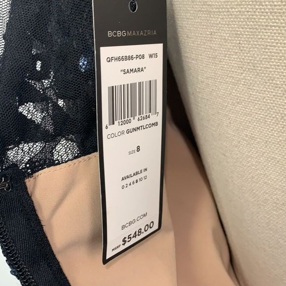 BCBGMaxAzria NWT gunmetal sequined print dress