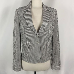 St. John Sport Grey White Seersucker Blazer