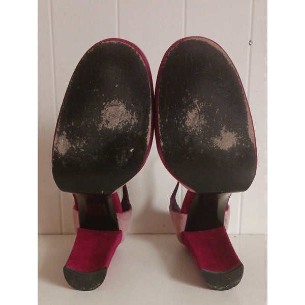 CASADEI PINK SUEDE MARY JANE BLOCK HEEL SHOES