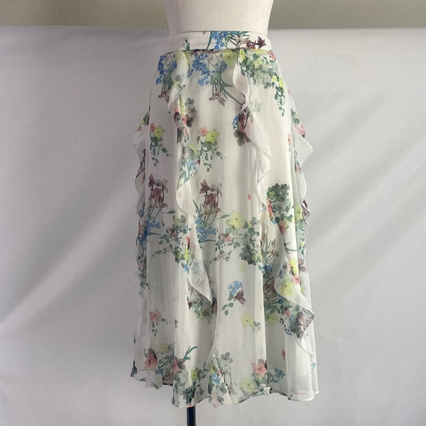 NWOT Ruffle Floral Midi Ted Baker Skirt