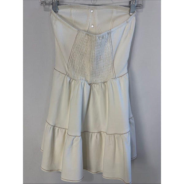 THE VINTAGE SHOP CREAM STRAPLESS MINI DRESS
