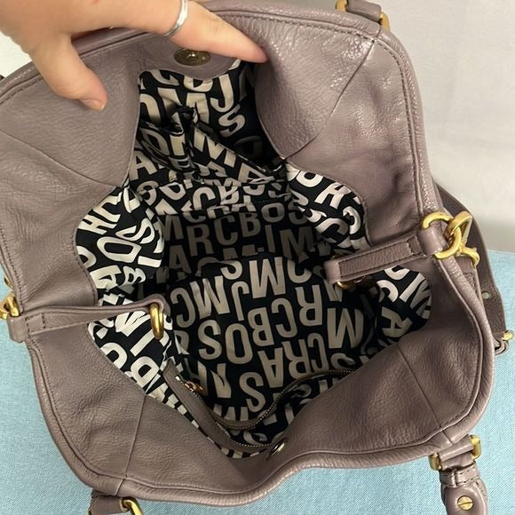 Marc Jacobs Lilac Taupe Leather Double Strap Bag
