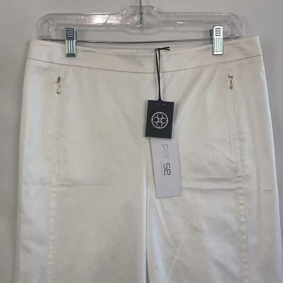 Per Se NWT White Wire Slacks with Slit