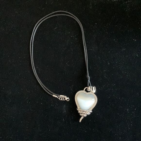 Roberto Cavalli Large Heart With Snake Pendant on Black Cord
