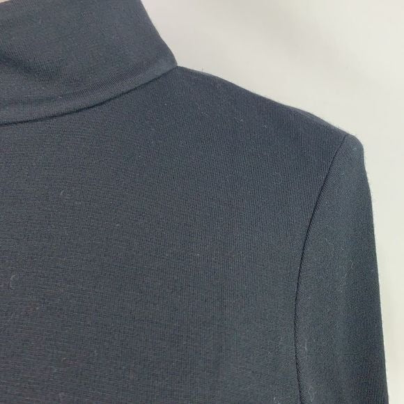 St. John Black Mock Neck Midi Dress
