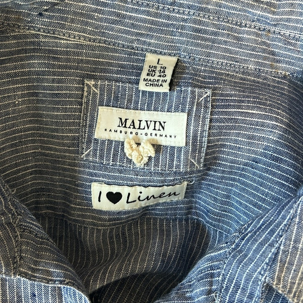 Malvin Blue Striped Linen Shirt Dress