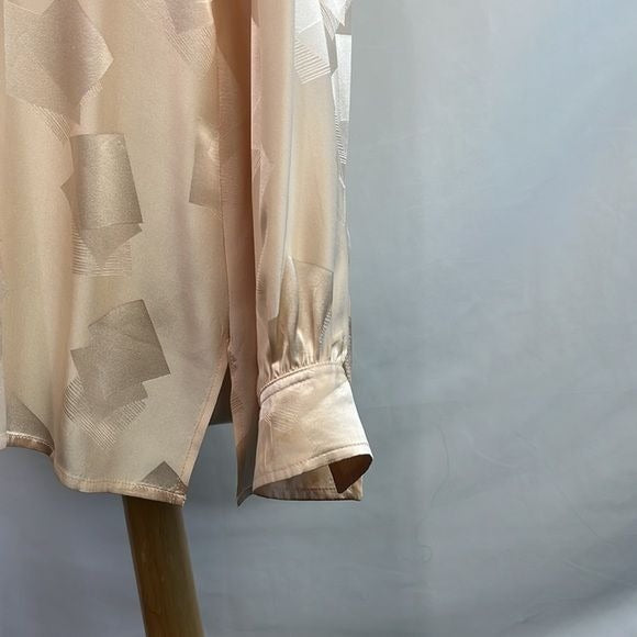 Burberry Cream Print High Neck Silk Top