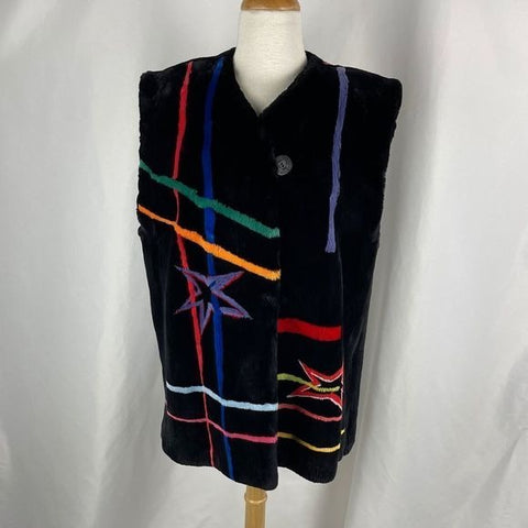 Zukii sheared mink fur vest with multi color design