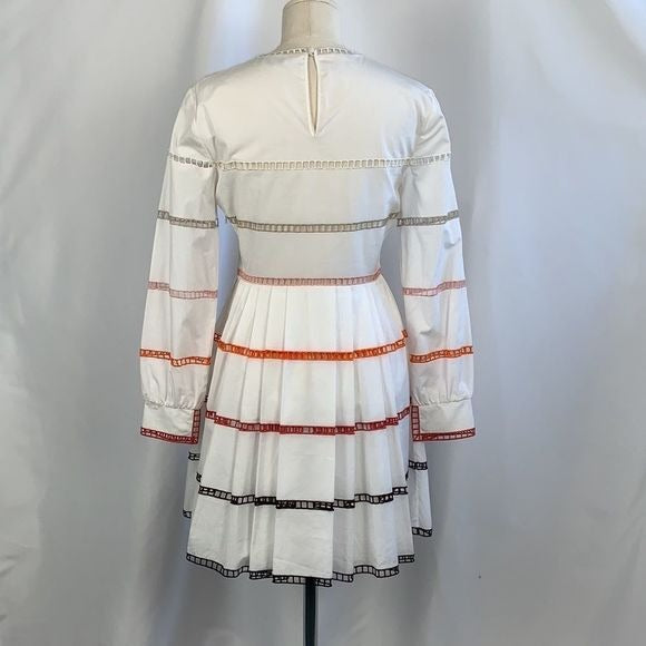 Fendi White Dress With Multi Ribbon Detail and Flare Fit