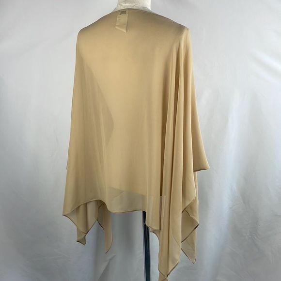 Armani Collezioni Tan Silk Poncho Shawl