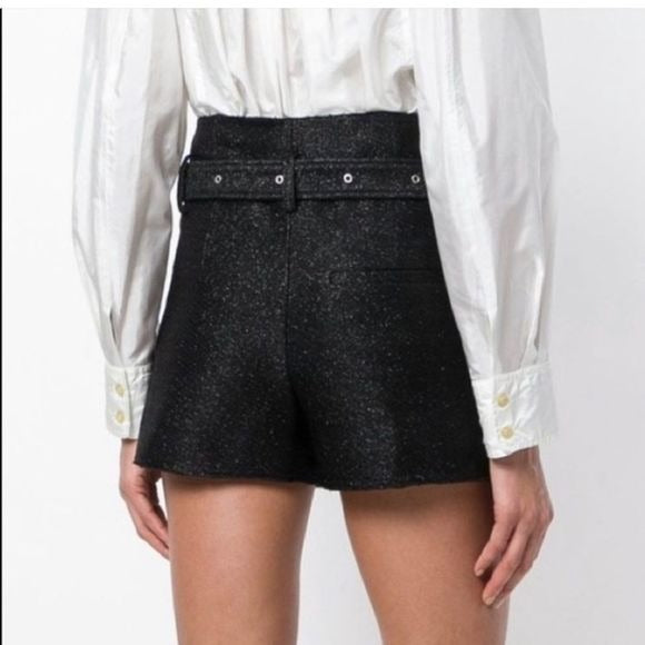 IRO NWT Black Shimmer Raw Edge Metallic Shorts