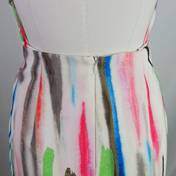 Milly Multicolor Shimmer Striped Midi Dress