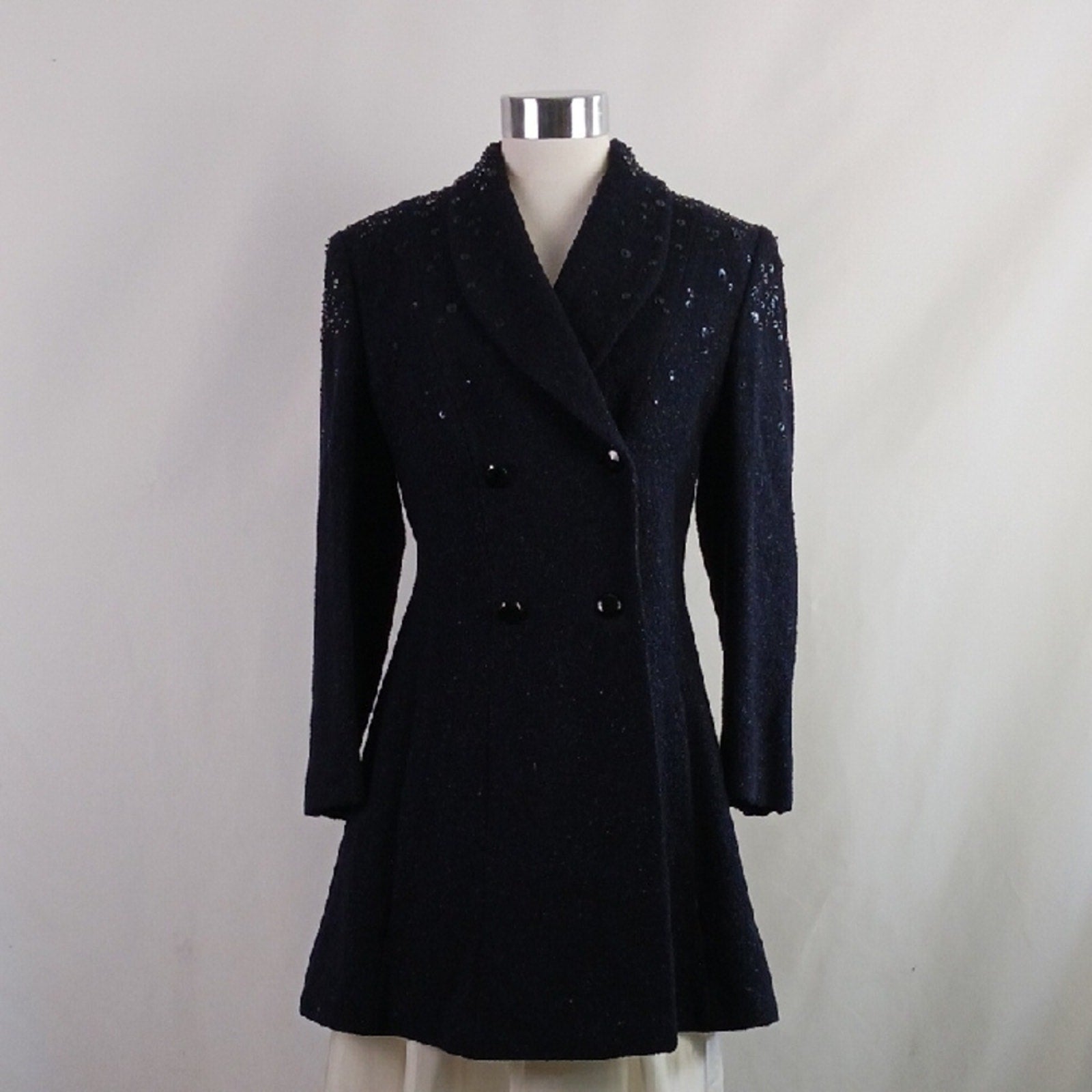 Louis Feraud Vintage Blue Double-Breasted Sequin Jacket