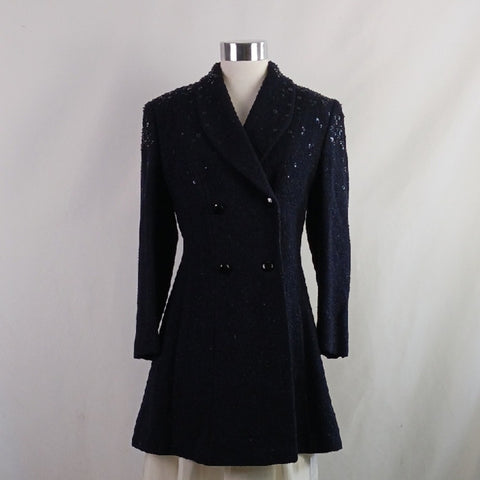 Louis Feraud Vintage Blue Double-Breasted Sequin Jacket