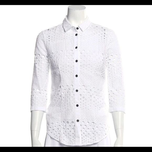 Burberry White Eyelet w Cami Blouse