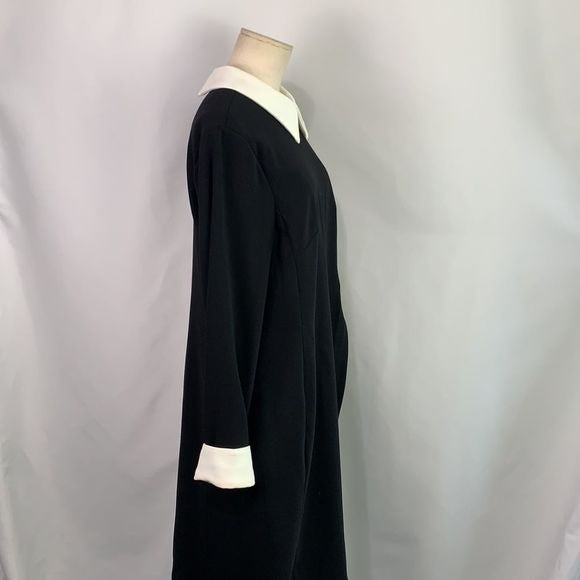 Mikael Aghal Black Dress w/ Cream Collar/Cuffs