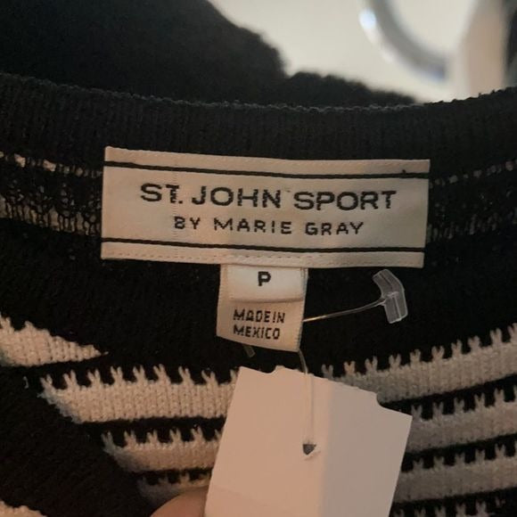St John black/white stripe cardigan and top