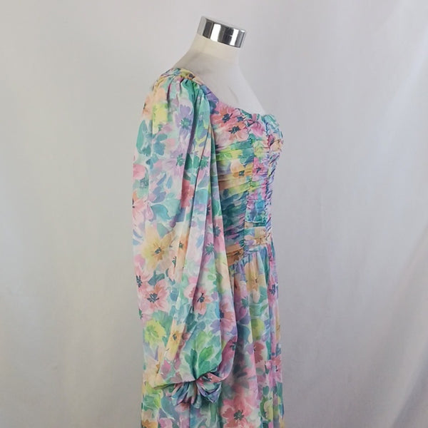 For Love & Lemons Multi Floral Maxi One-Sleeve Dress.