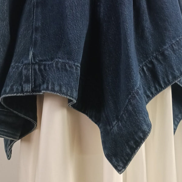 Anthropologie Blue Denim Pleated Waist Shirt Jacket