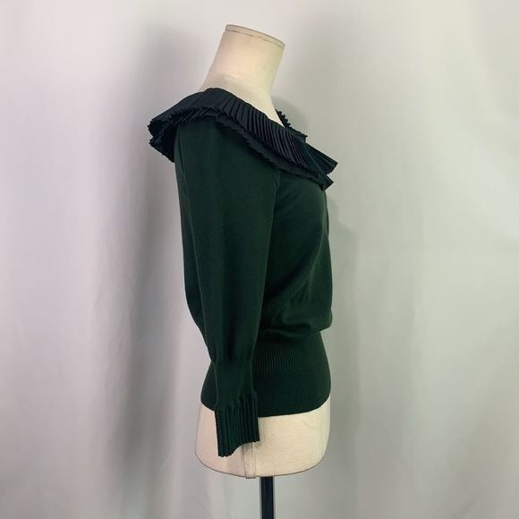 Etro Green Ruffle Neck Sweater