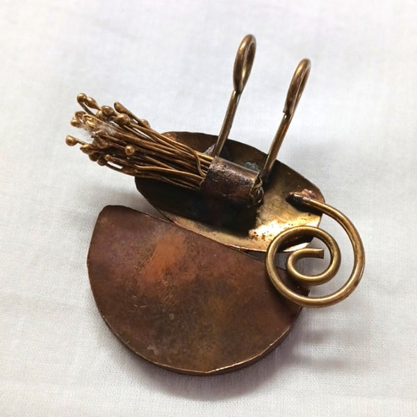 Vintage Enamel Brass Big Slide Pendant