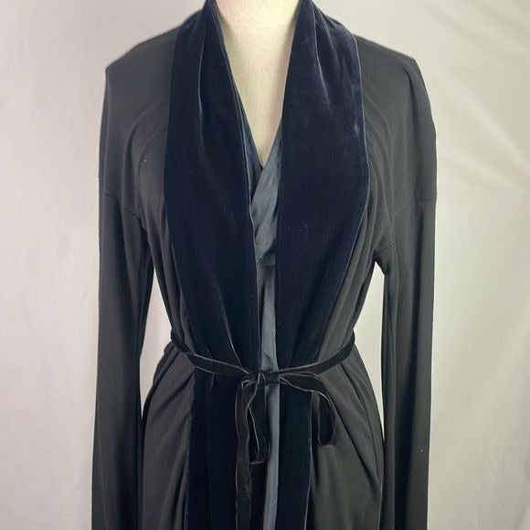 Alberta Ferretti Navy Velvet and Silk Print Dress