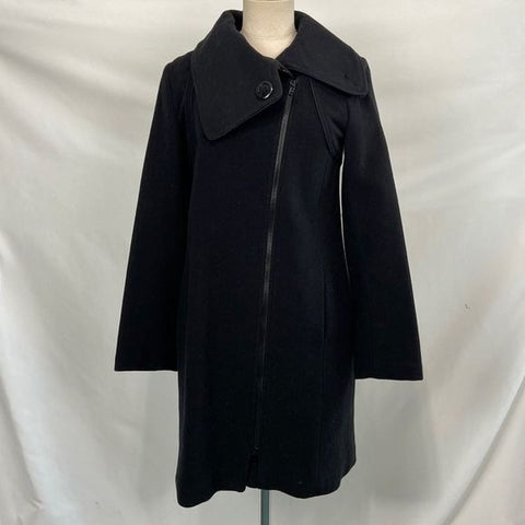 Soia & Kyo Black Side Zip 3/4 Wool Blend Coat