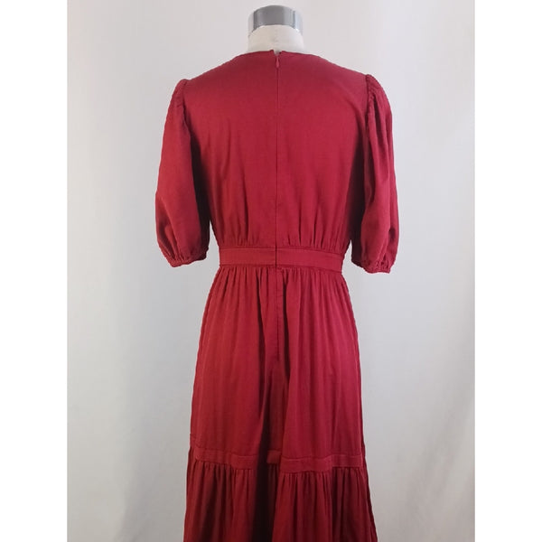 SACHIN & BABI RED SHORT SLEEVE PEASANT DRESS.
