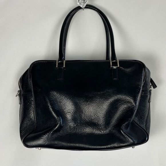 Anya Hindmarch black leather satchel with strap