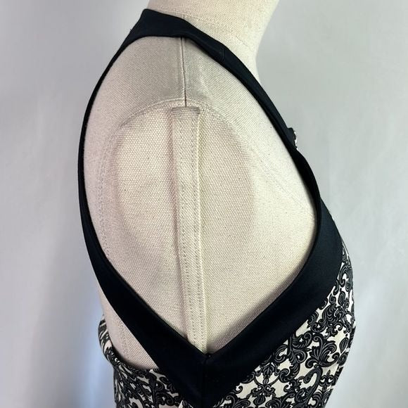 Robert Rodriguez Black/Cream Lace Print Zip Front Dress