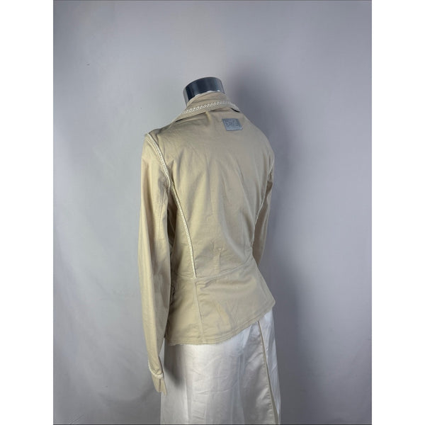 DOLCE AND GABBANA VINTAGE TAN BLAZER WITH LACE TRIM JACKET