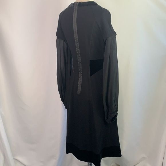 Maria Grazia Severi black with velvet/fur/beaded trim dress