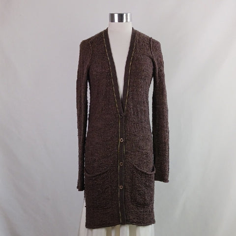 Free People Long Brown W Pockets Women's Cardigan