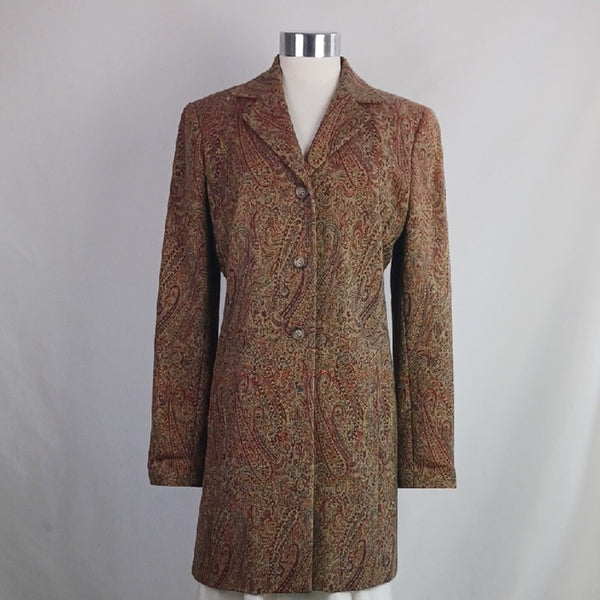 LOFT Paisley Blazer Tan Rust Long Blazer