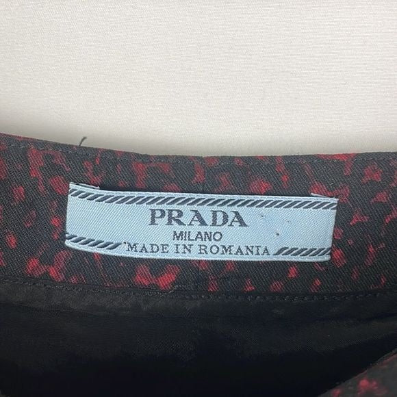 Prada Red Black Print Trousers