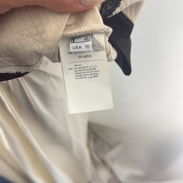 Roberto Cavalli Cream With Black Stripes And Lace Trim Top