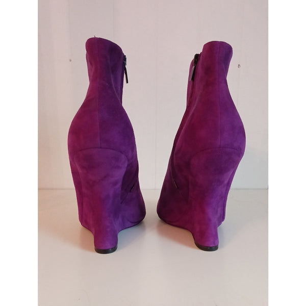 SALVATORE FERRAGAMO BOLGHERI VIOLET SUEDE CUT OUT RETRO 4" BOOTS