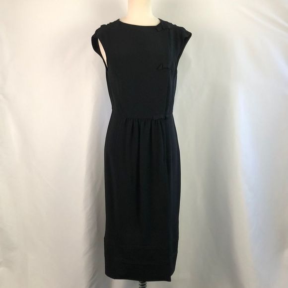 Miu Miu Black Midi With Snap Bow Back Dress