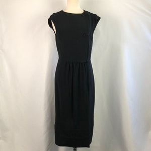Miu Miu Black Midi With Snap Bow Back Dress