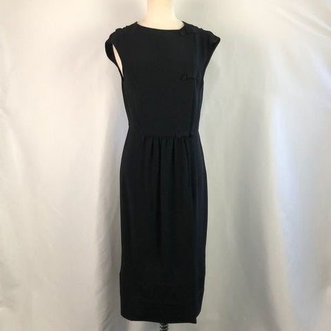 Miu Miu Black Midi With Snap Bow Back Dress
